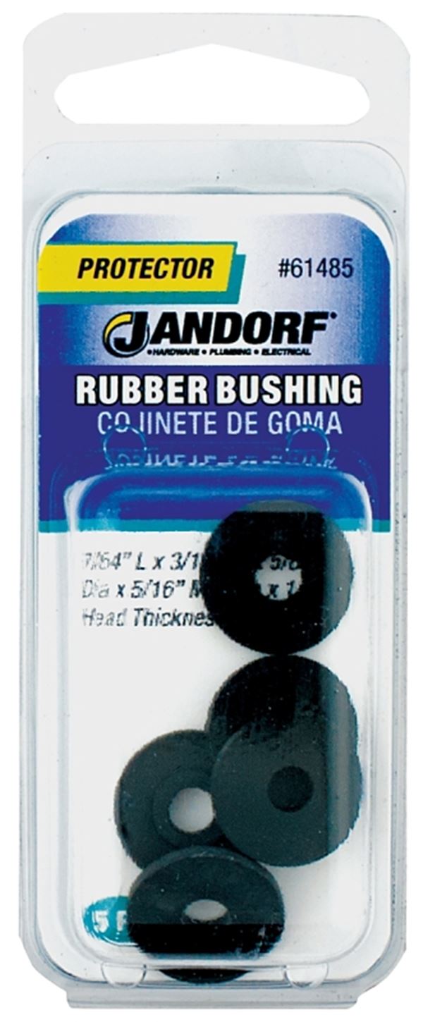 Jandorf 61485 Conduit Bushing, 3/16 in Dia Cable, Rubber, Black, 1/16 in Thick Panel