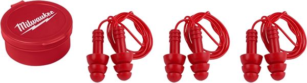 Milwaukee 48-73-3151 Reusable Ear Plugs, 26 dB NRR, Silicone Ear Plug, Red Ear Plug