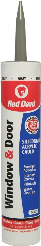 Red Devil 084650 Siliconized Acrylic Caulk, Gray, -20 to 180 deg F, 10.1 fl-oz Cartridge, Pack of 12