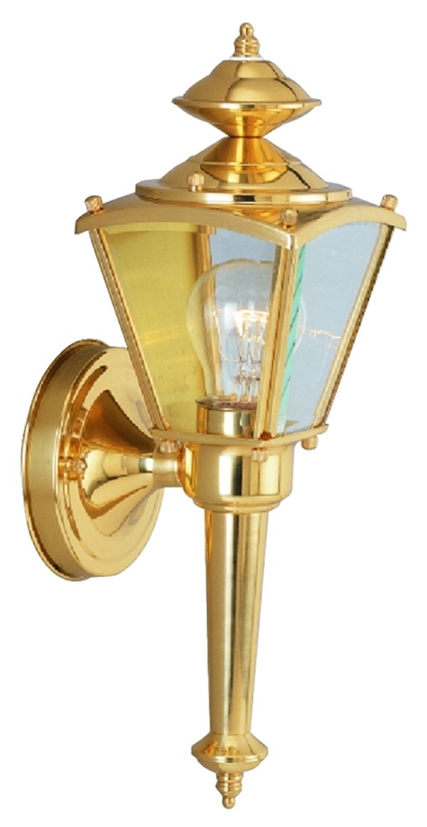 Boston Harbor 4003H-2 Outdoor Wall Lantern, 120 V, 60 W, Steel Fixture, Polished Brass Fixture