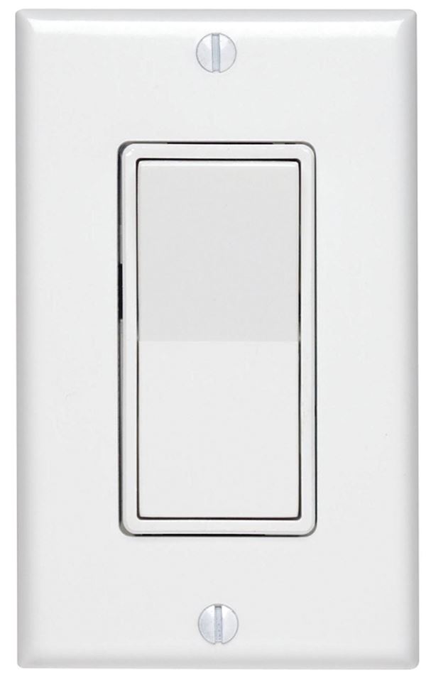 Leviton C24-05673-02W Rocker Switch with Wallplate, 15 A, 120/277 V, SPST, Lead Wire Terminal, White