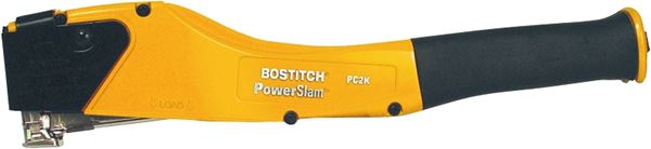 Bostitch PowerSlam PowerCrown Series PC2K Hammer Tacker, 168 Magazine, 7/16 in W Crown, 1/4 to 3/8 in L Leg, Yellow