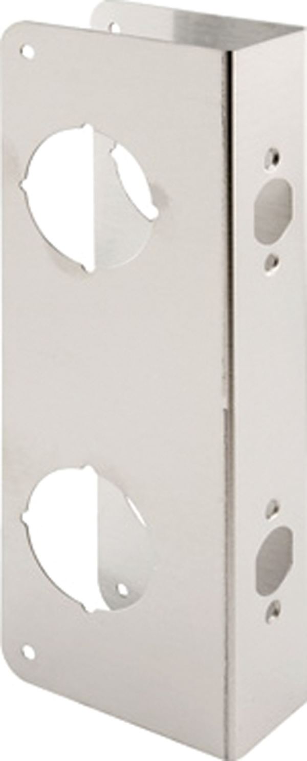 Prime-Line U 10539 Lock and Door Reinforcer, 2-3/8 in Backset, 1-3/4 in Thick Door, Stainless Steel, Stainless Steel