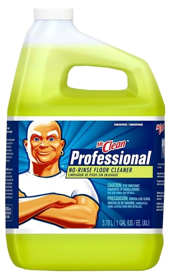 Mr Clean 25045 Concentrated No-Rinse Floor Cleaner, 1 gal, Jug, Liquid, Lemon, Light Yellow, Pack of 4