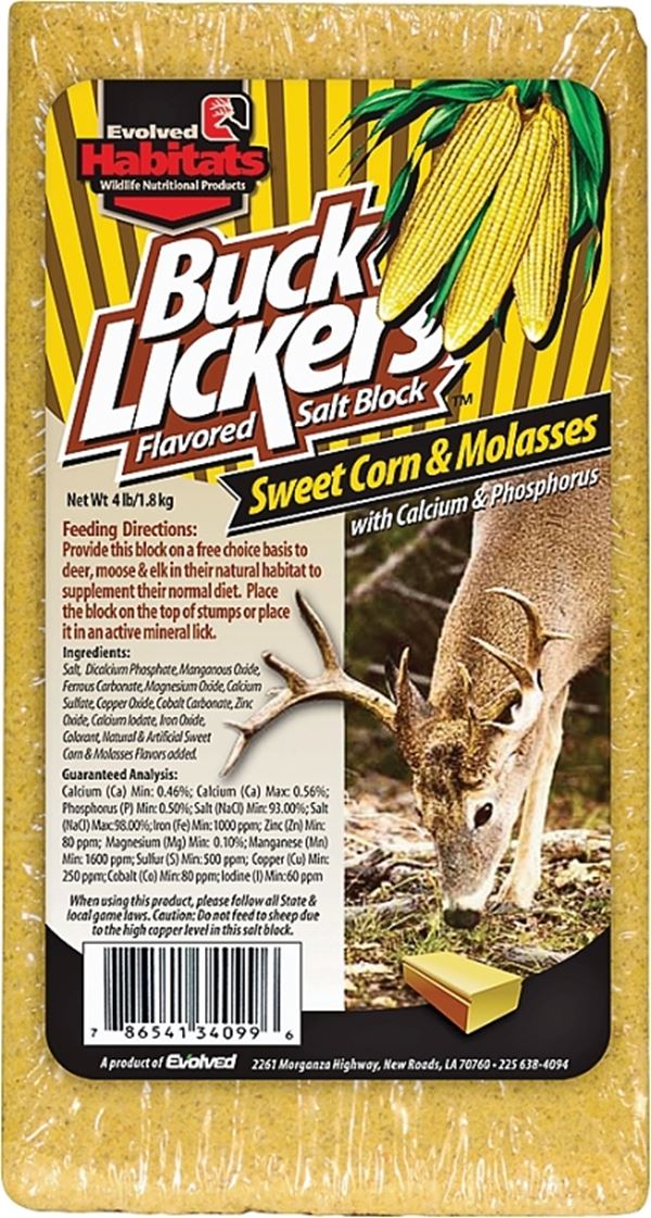 Evolved Habitats Buck Lickers EVO34099 Mineral Block, Sweet Corn Flavor, 4 lb, Pack of 6