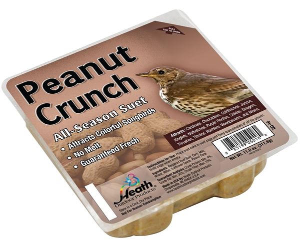 Heath DD-18 Suet Cake, All-Season, Peanut Crunch, 11 oz, Pack of 12