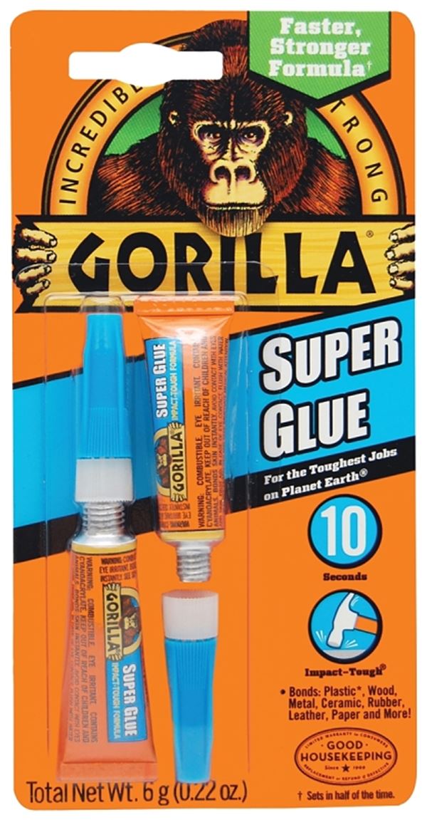 Gorilla 7800109 Super Glue, Liquid, Irritating, Straw/White Water, 3 g Tube