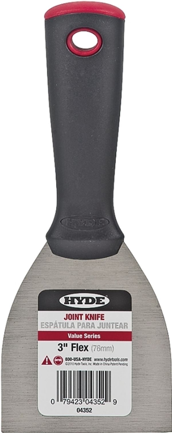 Hyde 04352 Putty Knife, 3 in W Blade, HCS Blade, Polypropylene Handle, Ergonomic Handle