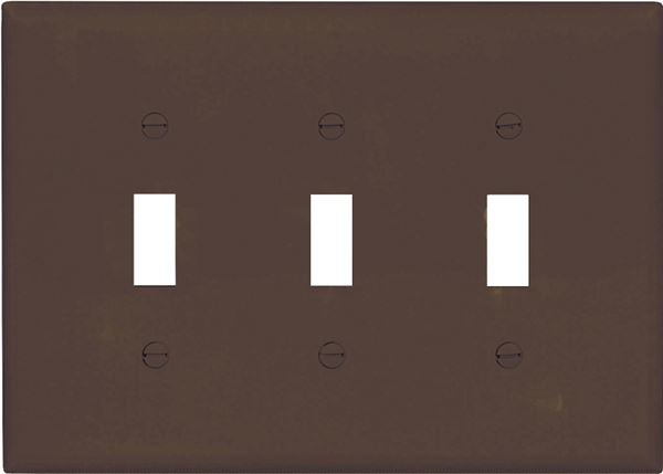 Eaton Wiring Devices PJ3B Wallplate, 4-7/8 in L, 6.37 in W, 3 -Gang, Polycarbonate, Brown, High-Gloss, Pack of 15