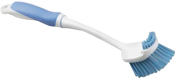 Simple Spaces YB33273L Dishwash Brush, 1-1/8 in L Trim, 2-1/4 in W Brush, PP/PVC Bristle, 12 in L, PP/TPE Handle