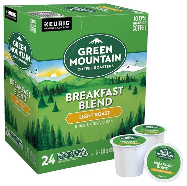 KEURIG 5000330085 Breakfast Blend K-Cup Pod Box, Yes Caffeine, Light Roast Box, Pack of 4