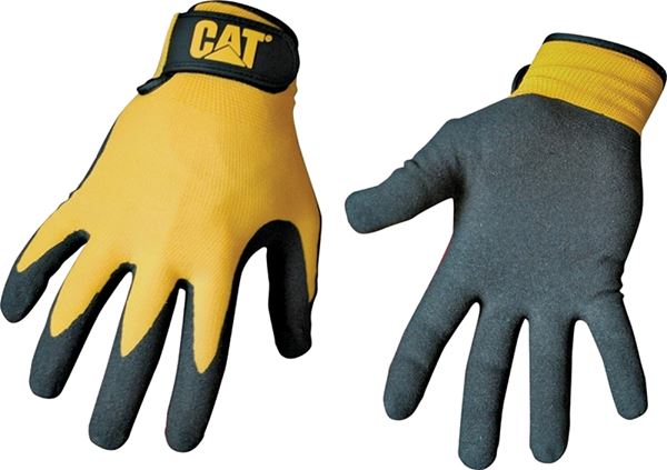 CAT CAT017416J Protective Gloves, Jumbo, Open Cuff, Nylon, Black/Yellow