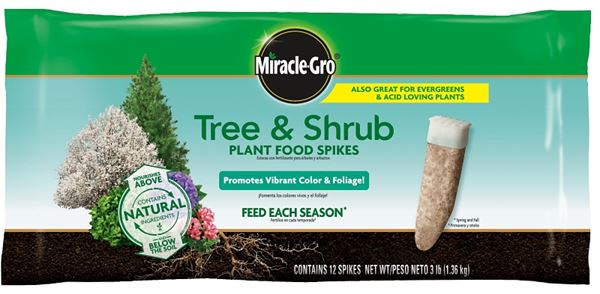 Miracle-Gro 4851012 Tree and Shrub Plant Food, Spike, 15-5-10 N-P-K Ratio