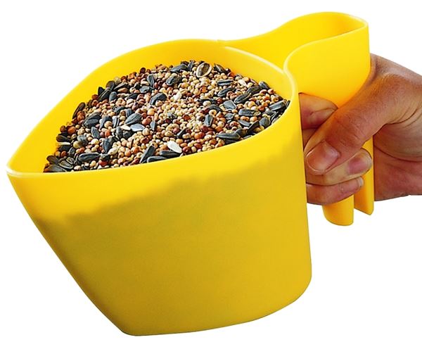 Perky-Pet Scoop N' Fill 300-12 Bird Seed Scoop, Plastic, Bright Yellow, For: Bird Feeder