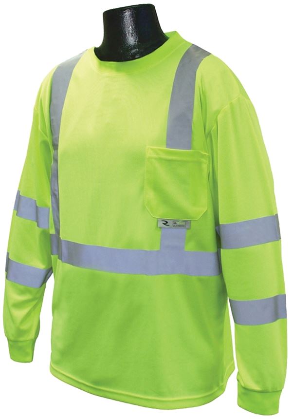 Radians ST21-3PGS-XL Safety T-Shirt, XL, Polyester, Green, Long Sleeve, Pullover