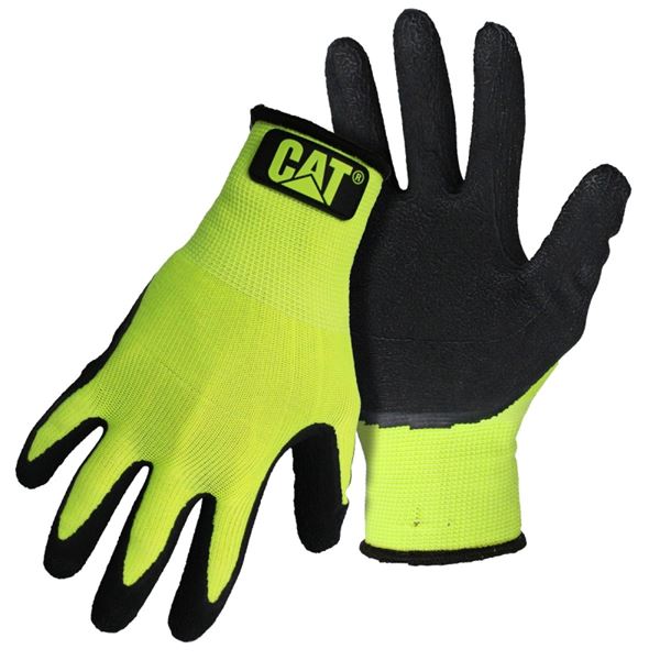 CAT CAT017418M Coated Gloves, M, Knit Wrist Cuff, Latex Coating, Polyester Glove, Green