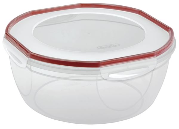 Sterilite Ultra•Seal 03958602 Storage Bowl, 8.1 qt Capacity, Plastic, Clear/Rocket Red, 5-5/8 in Dia, 12 in H, Pack of 2