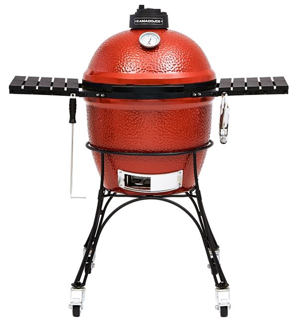 Kamado Joe KJ23RH Charcoal Grill, 245 sq-in Primary Cooking Surface, Red, Side Shelf Included: Yes