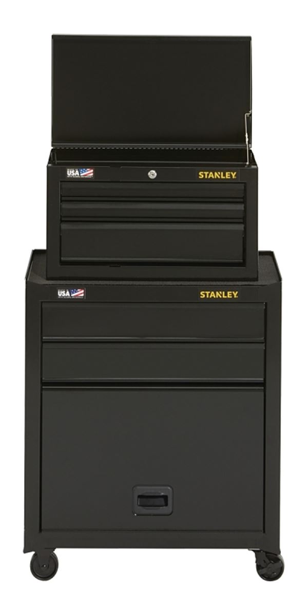 Stanley STST22656BK Tool Chest and Cabinet, 10,227 cu-in, 26-1/2 in OAW, 43-1/2 in OAH, 14 in OAD, Steel, Black