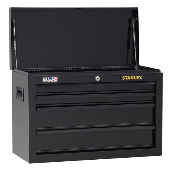 Stanley STST22643BK Tool Chest, 3663 cu-in, 26 in OAW, 17-1/2 in OAH, 12 in OAD, Steel, Black, 4-Drawer