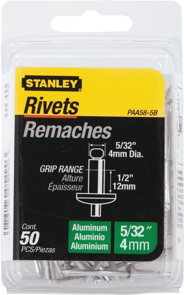 Stanley PAA58-5B Pop Rivet, Reusable, Aluminum, 50/PK