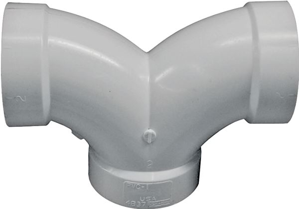 Genova 700 Series 70726 Double Pipe Elbow, 2 in, Hub, 90 deg Angle, PVC, SCH 40 Schedule