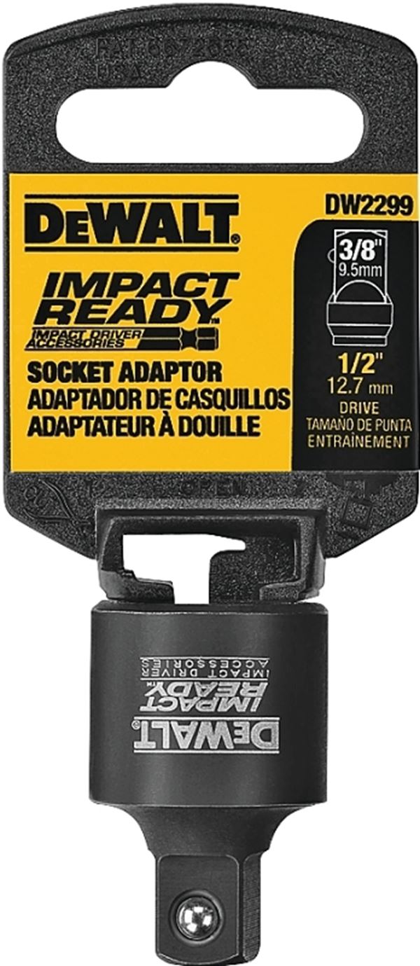 DeWALT DW2299 Socket Adapter, 1/2, 3/8 in Drive, Square Drive