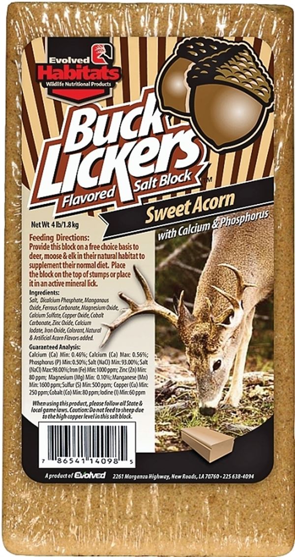 Evolved Habitats Buck Lickers EVO14098 Mineral Block, Acorn Flavor, 4 lb, Pack of 6