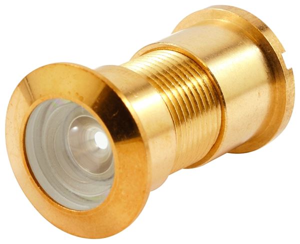 Defender Security U 9896 Door Viewer, 130 deg Viewing, 1-3/4 to 2-3/8 in Thick Door, Brass, Brass