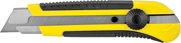 Stanley DynaGrip Series 10-425 Utility Knife, 1 in L Blade, Carbon Steel Blade, Ergonomic Handle, Black/Yellow Handle