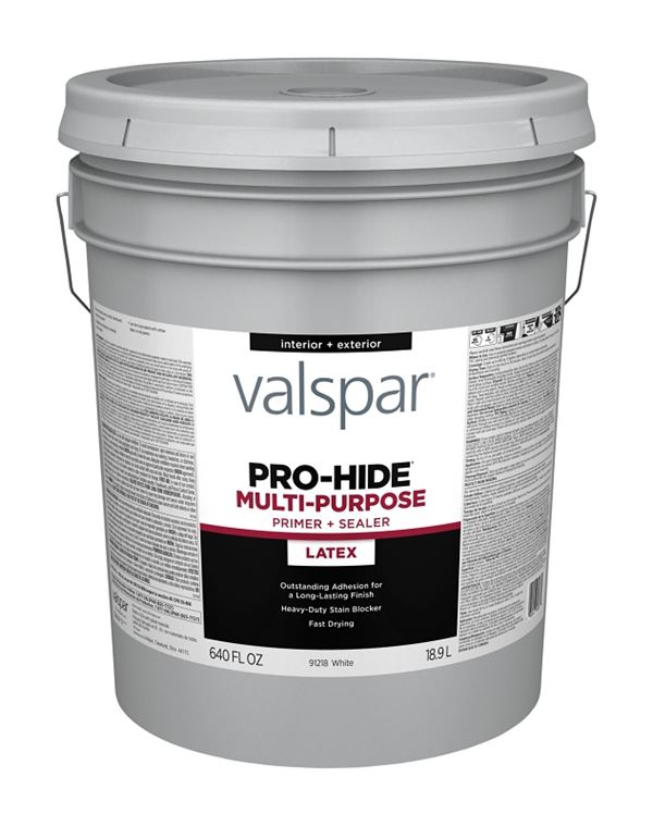 Valspar Pro-Hide 028.0091218.008 Multi-Purpose Primer, White, 5 gal, Plastic Pail