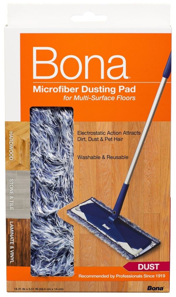 Bona WM710013272 Dusting Pad, 17 in L, 6 in W, Microfiber Cloth, Machine Washable: Yes