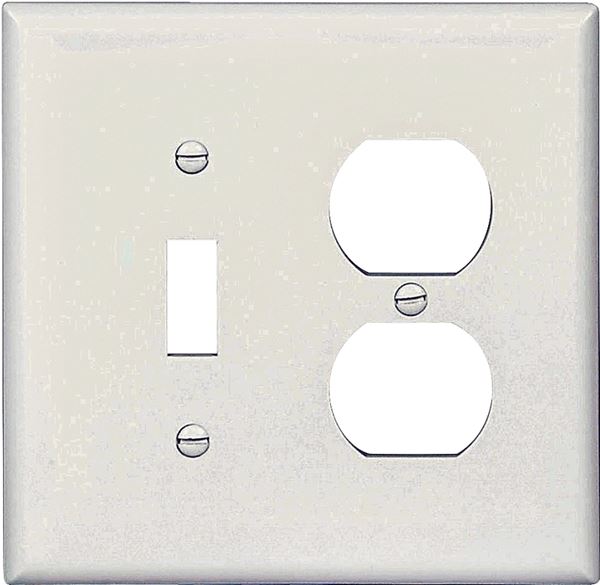 Eaton Wiring Devices PJ18W Combination Wallplate, 4-7/8 in L, 4-15/16 in W, 2 -Gang, Polycarbonate, White