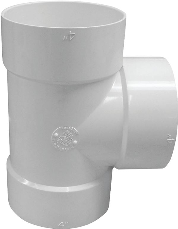 Canplas 414104BC Bullnose Pipe Tee, 4 in, Hub, PVC, White