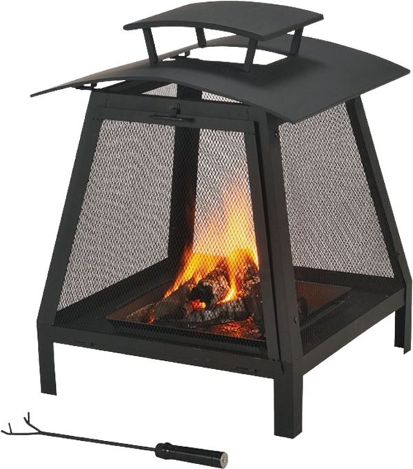 Seasonal Trends FP-102 Fire Pit, 21-3/4 in OAW, 21-1/4 in OAD, 28-3/8 in OAH, Steel Exterior