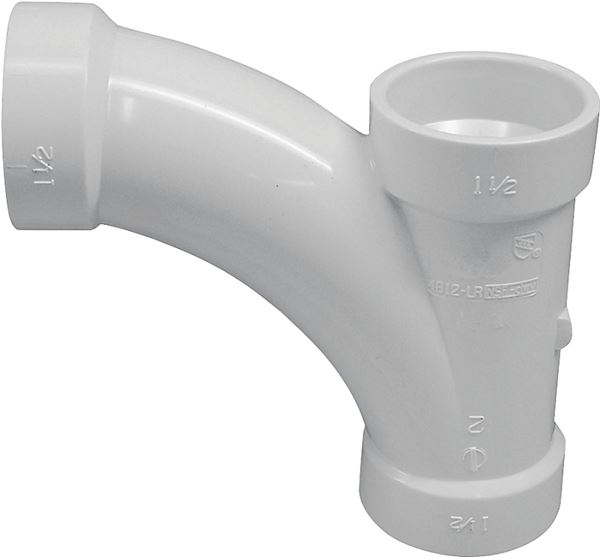 Canplas 194302 Combination Tee Pipe Wye, 2 in, Hub, PVC, White, SCH 40 Schedule