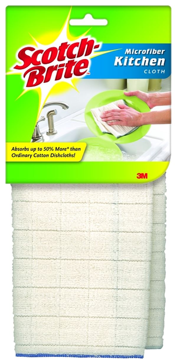 Scotch-Brite 9032-2 Kitchen Utility Cloth, 11-1/2 in L, 12-1/2 in W, Microfiber, White