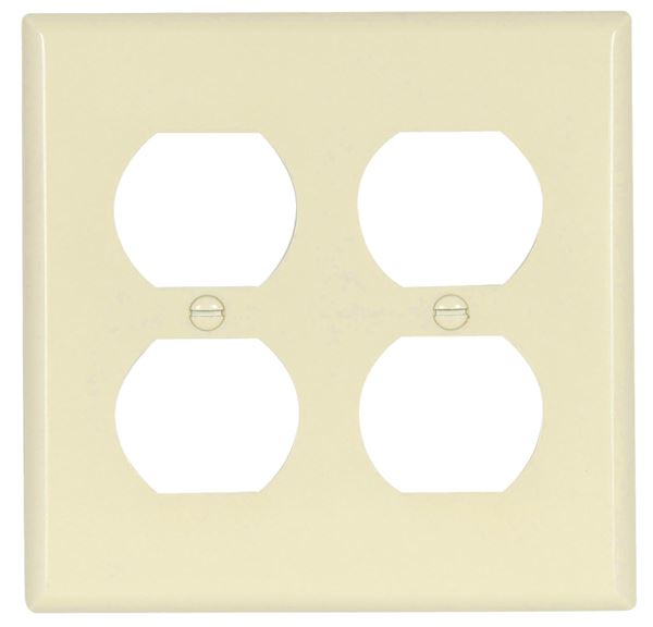 Eaton Wiring Devices 2150LA-BOX Receptacle Wallplate, 4-1/2 in L, 4-9/16 in W, 2 -Gang, Thermoset, Light Almond