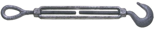 BARON 16-5/8X6 Turnbuckle, 2250 lb Working Load, 5/8 in Thread, Hook, Eye, 6 in L Take-Up, Galvanized Steel