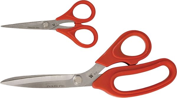 Crescent Wiss WHCS2 Scissor Set, Stainless Steel Blade, Soft Touch Handle, Black/Red Handle