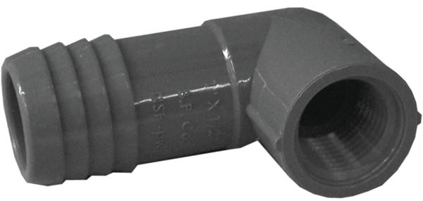 Boshart UPVCFRE-1005 Pipe Elbow, 1 x 1/2 in, Insert x FIP, Polypropylene, 200 psi Pressure