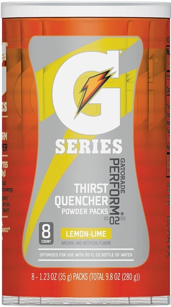 Gatorade 13163 Thirst Quencher Instant Powder Sports Drink Mix, Powder, Lemon-Lime Flavor, 1.34 oz Pack, Pack of 8