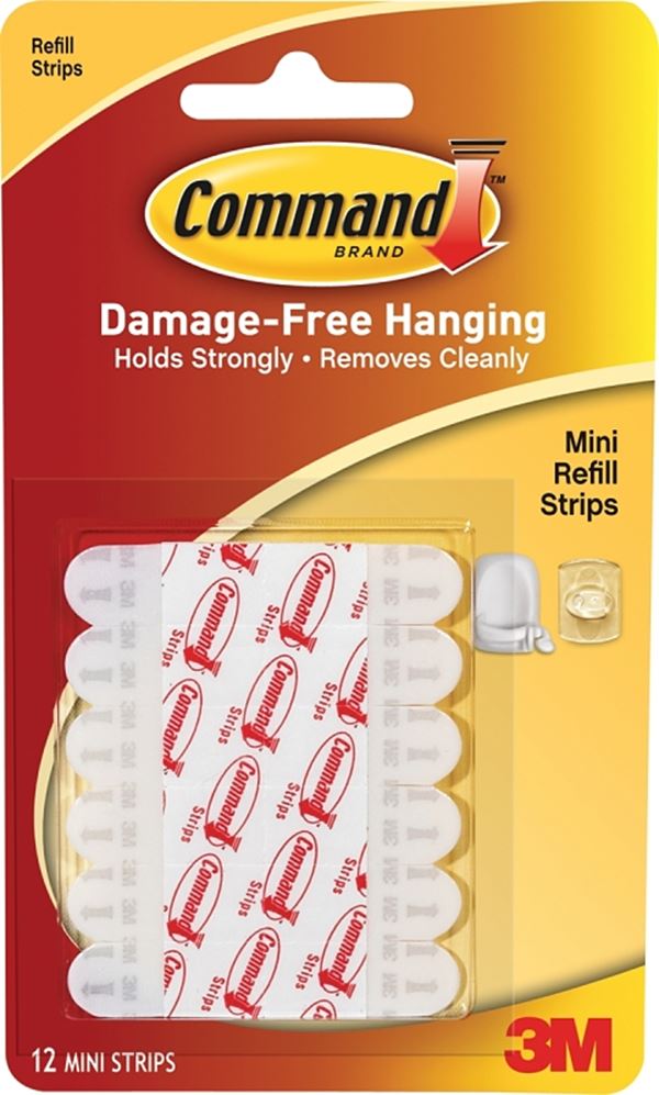 Command 17020 Refill Strip, Paper/Rubber Resin Backing, White, 0.5 lb