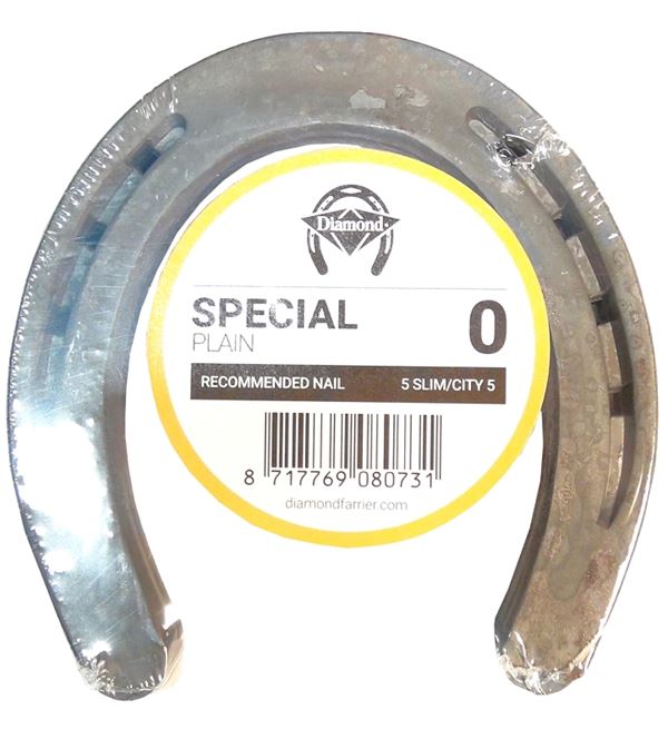 Diamond Farrier DS0PR Special Plain Horseshoe, 1/4 in Thick, 0, Steel