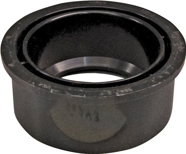 Canplas 102758BC Reducing Pipe Bushing, 4 x 2 in, Spigot x Hub, ABS, Black, 40 Schedule