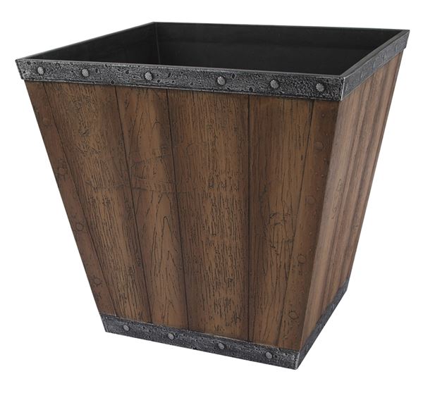 Landscapers Select S161015-12064-B Square Whiskey Barrel Planter, 13-1/4 in H, 14-1/2 In W, Square, High-Density Resin, Pack of 6