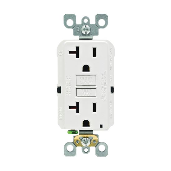 Leviton R02-GFNT2-0KW GFCI Receptacle, 2 -Pole, 20 A, 125 V, Back, Side Wiring, NEMA: 5-15R, White