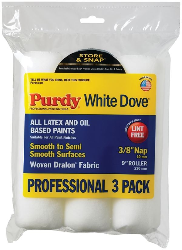 Purdy White Dove 14F863000 Paint Roller Cover, 3/8 in Thick Nap, 9 in L, Dralon Fabric Cover