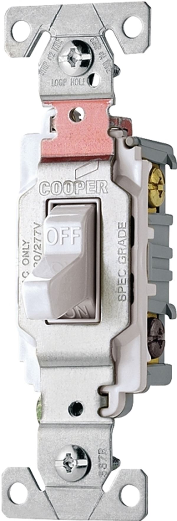 Eaton Wiring Devices CS320W Toggle Switch, 20 A, 120/277 V, 3 -Position, Lead Wire Terminal, Nylon Housing Material