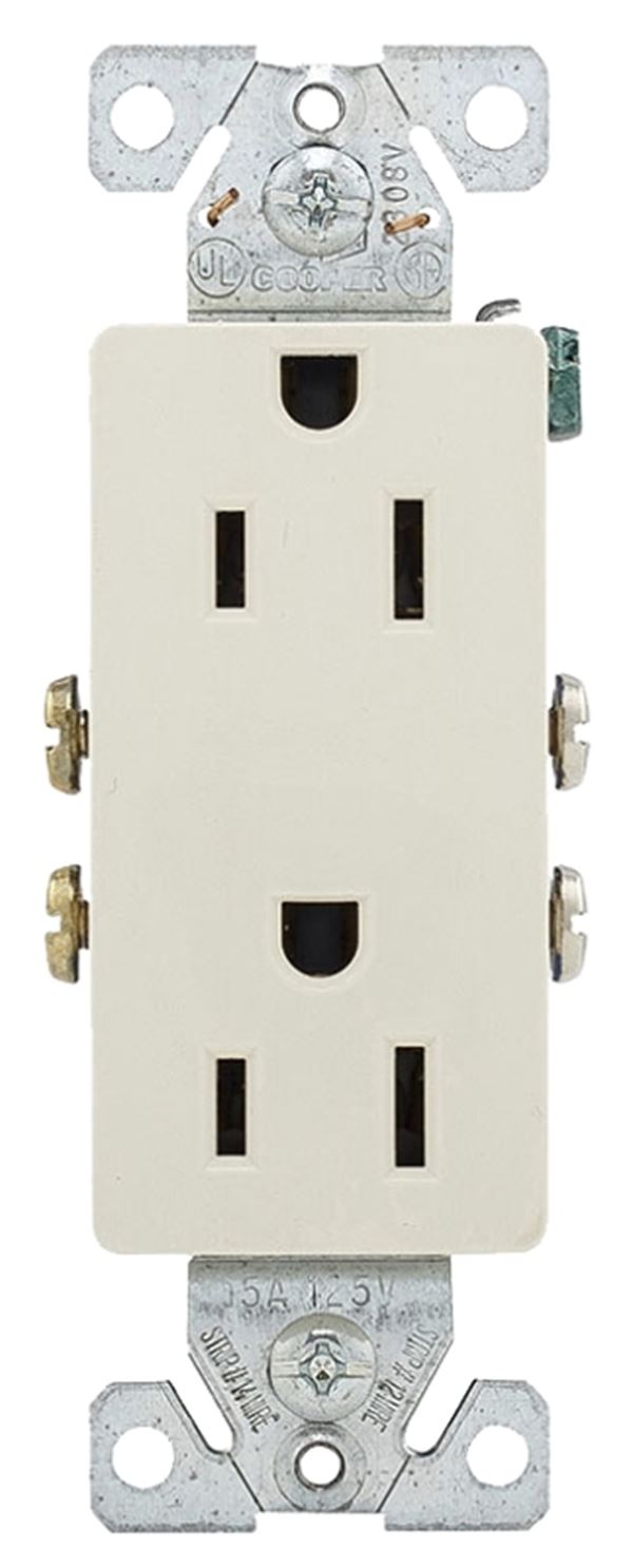 Arrow Hart 1107-9LA Duplex Receptacle Wallplate, 2 -Pole, 15 A, 125 V, NEMA: 5-15R, Light Almond